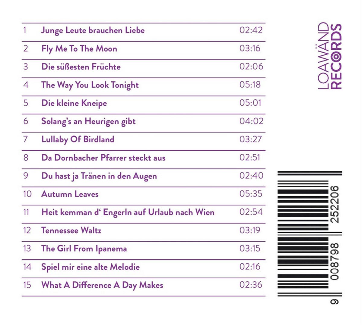 Back-Cover der CD Tschejefem TO GO mit Titelliste