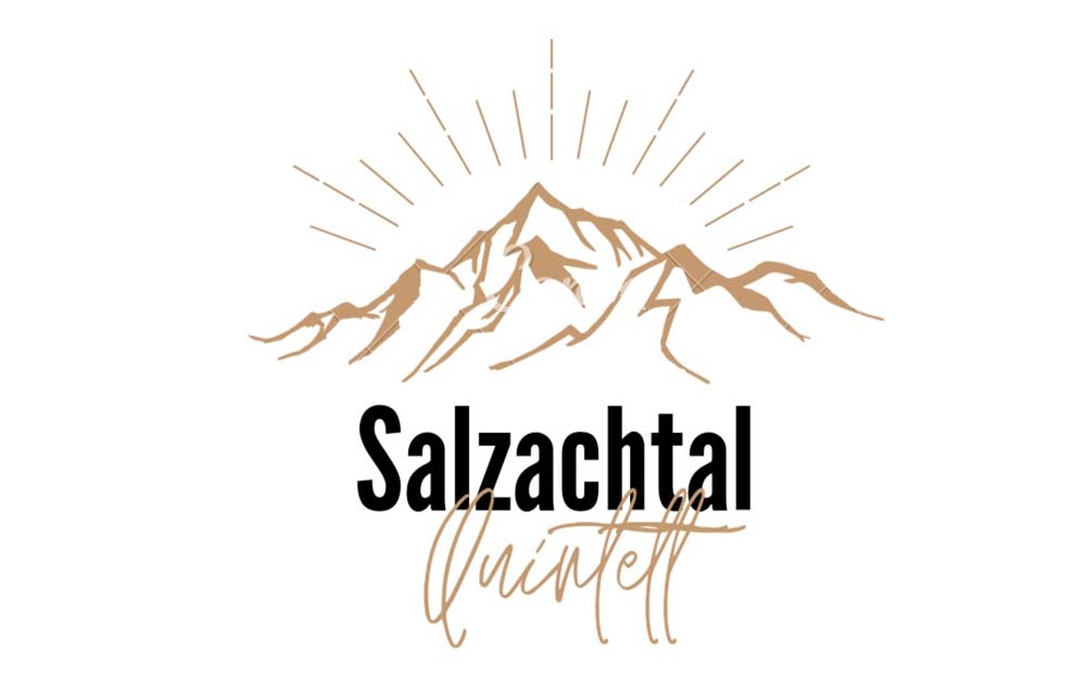 Logo vom Salzachtal Quintett - Grafik einer Bergkulisse mit Sonnenstrahlen